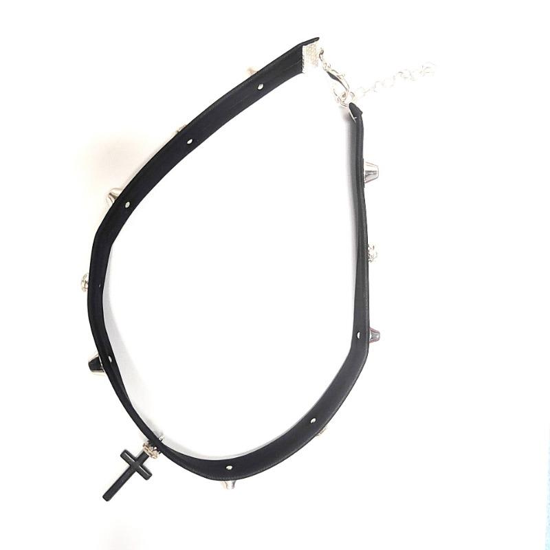 Темные Y2k малышки Ветер Кожа Заклепка Чокер Многослойное Ожерелье с Крестом Женская Индивидуальность Субкультура Цепочка на Ключицу