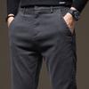 Autumn Brown Trousers Thickened Elastic Slim Straight Business Casual Pants Fashion Korean Brand Clothes