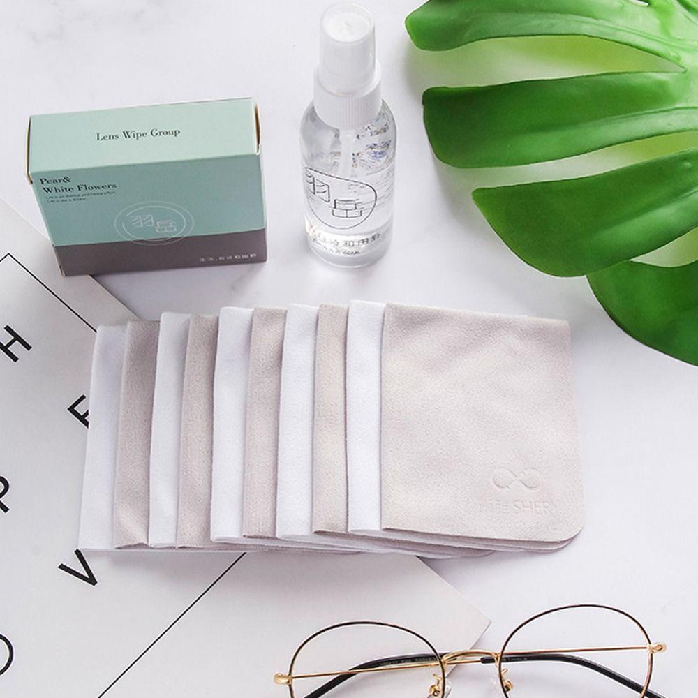 10Pcs Suede Glasses Cleaner Cloth Letter Sunglasses Cleaning Wipes Simple Lens Cleaner Cloth Camera