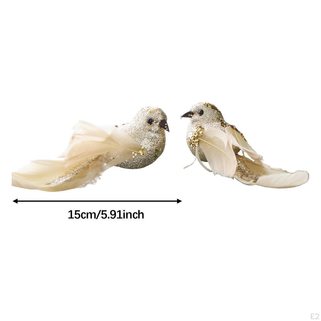 2 Artificial Bird Decorations, Ornaments, Feather Figures, Sculptures Made of Foam with