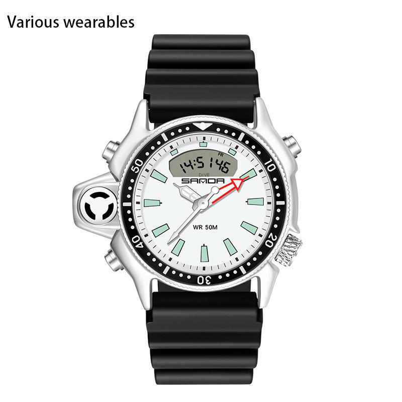 Новые спортивные часы с большим циферблатом, многофункциональные водонепроницаемые часы для мужчин и женщин, студенческие часы