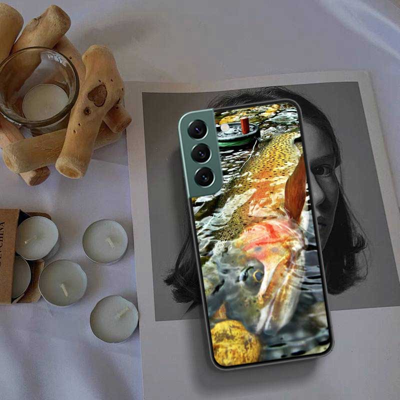 Чехол для телефона Samsung Galaxy S24 S22 Ultra S21 Plus S20 S23 FE S10 S10E S9 S8 S7 Edge с рисунком «Рыбалка на форель» Силиконовый Так