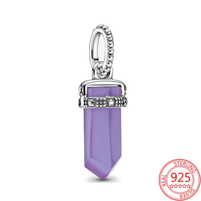 S925 стерлингового серебра фиолетовая маргаритка муранское бисер ночное небо звезда подвеска подходит модный браслет своими руками роскошные серебряные украшения для девочек