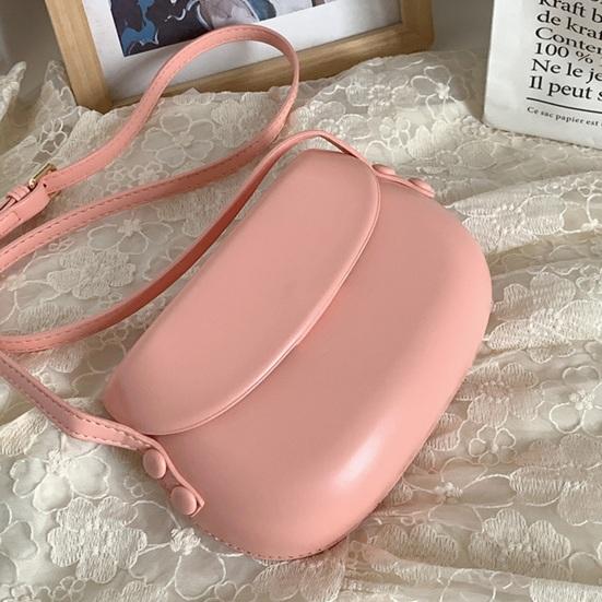 Women Crossbody Bag Smooth Faux Leather Waterproof Solid Color Adjustable Shoulder Strap Lightweight Portable Small Magnet Closure Lady Handbag KTY