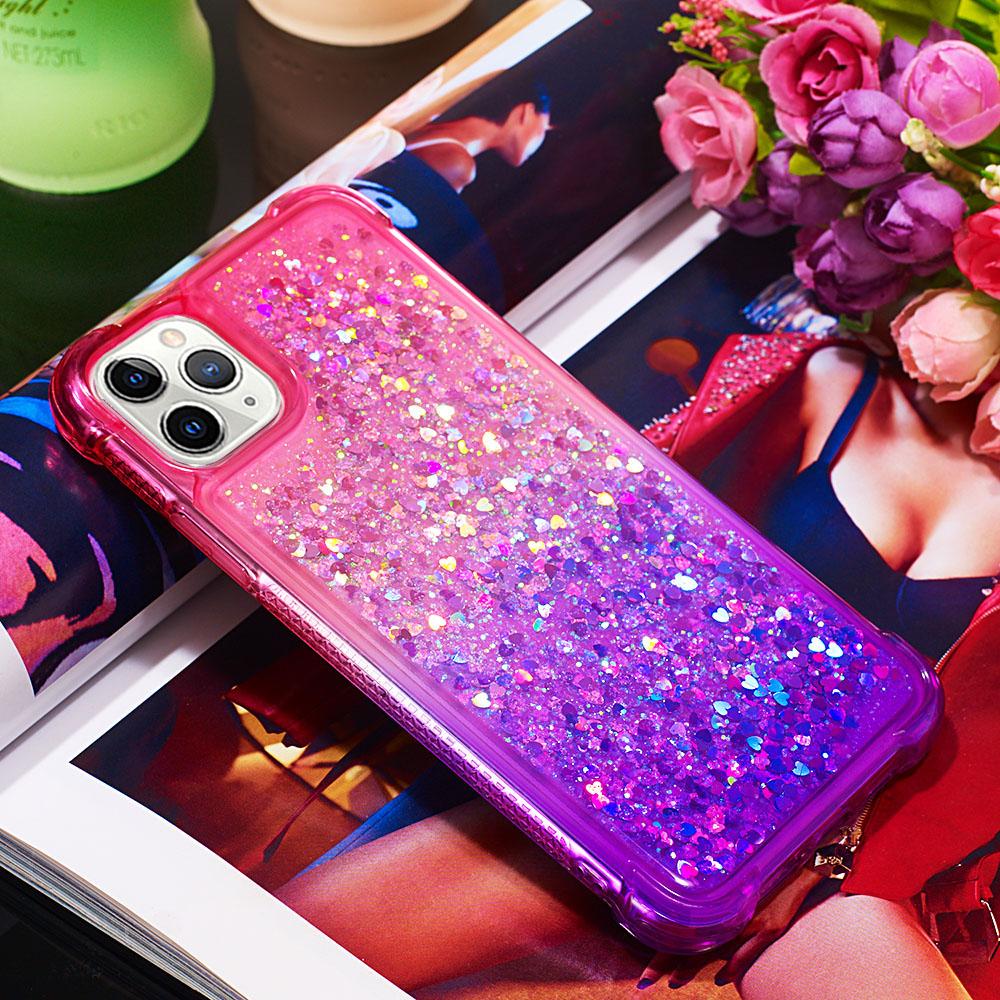 Радужный прозрачный градиент цвета, блестящий жидкий зыбучий песок, любовь, блестки, бампер, чехол для телефона для iPhone, Samsung, Xiaomi, Huawei, мягкая силиконовая задняя крышка