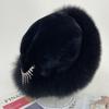 Women's Winter Real Fur Dome Hats Fluffy Natural Fox Rabbit Princess Hat
