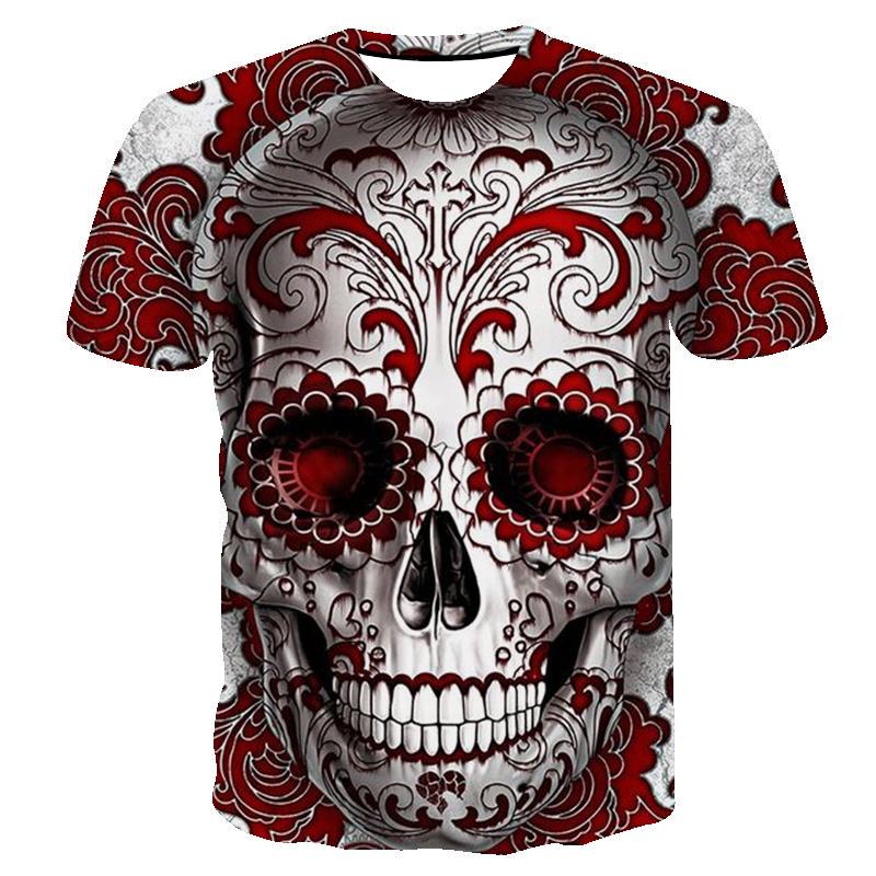 Летний топ с круглым вырезом и принтом 3D черепа и ангела, модные повседневные милые женские футболки с короткими рукавами