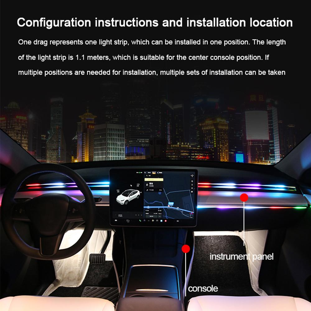 110 СМ Автомобильная RGB Светодиодная Полоса Неонового Света Приложение Управление Музыкой Ритм Датчик Лампы с Дистанционным Окружающим Освещением Автомобиля Интерьер Авто Украшения Атмосфера Лампа
