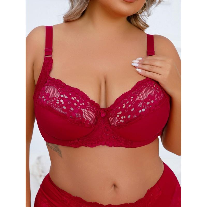 Plus Size Underwire Bra Lace Push Up Support Side Bust Control Sexy Lingerie Women