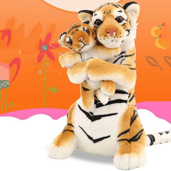 Плюшевая кукла Тигр Мягкая игрушка-животное Симуляция Тигрица и Тигренок Кукла Тигр Плюшевые игрушки Украшение для вечеринки в животном стиле Детская