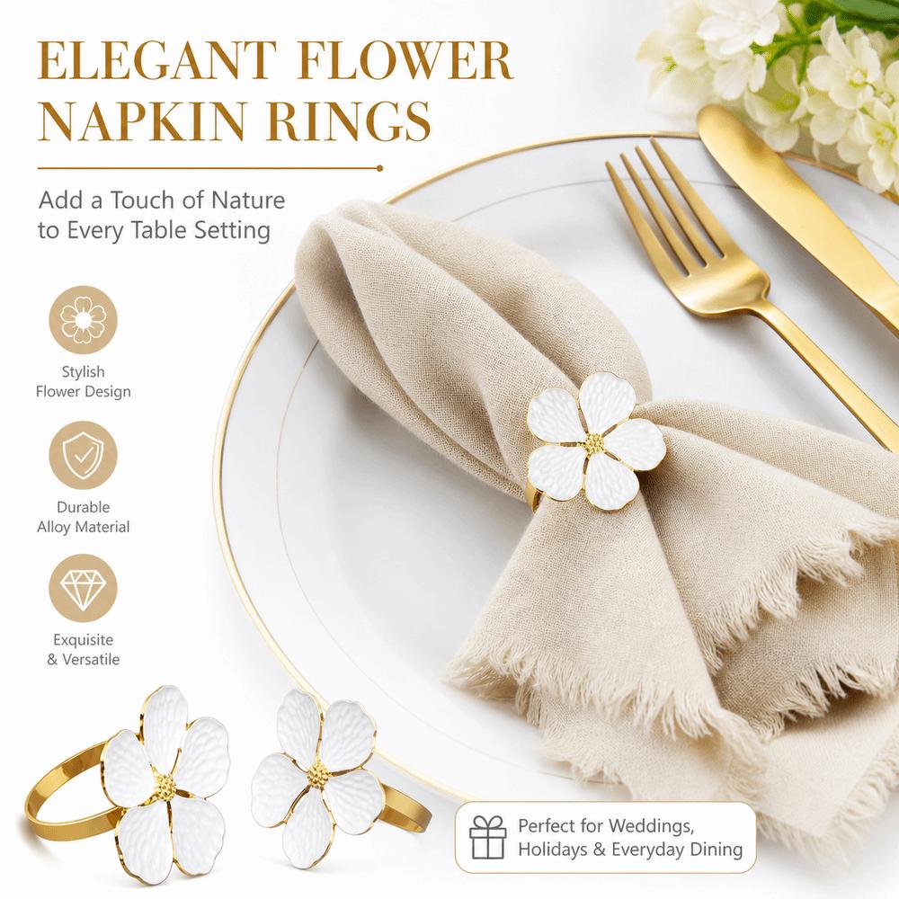 Plum Shape Napkin Buckle 5-Petal Flower Napkin Ring Buckles Lucky Napkin Holder Christmas Decor