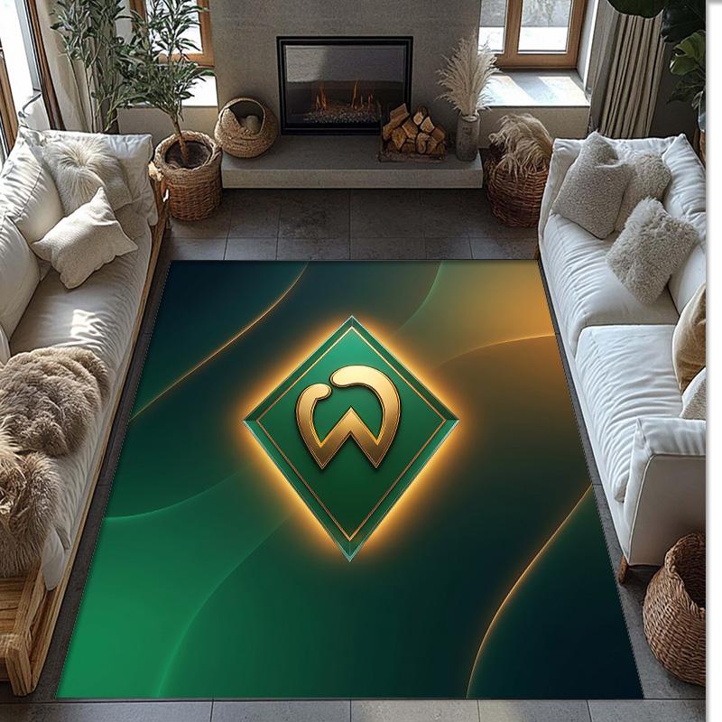 Werder Bremen Football Print Crystal Velvet Rug, Comfortable Water Absorbent Non Slip Indoor Floor Carpet