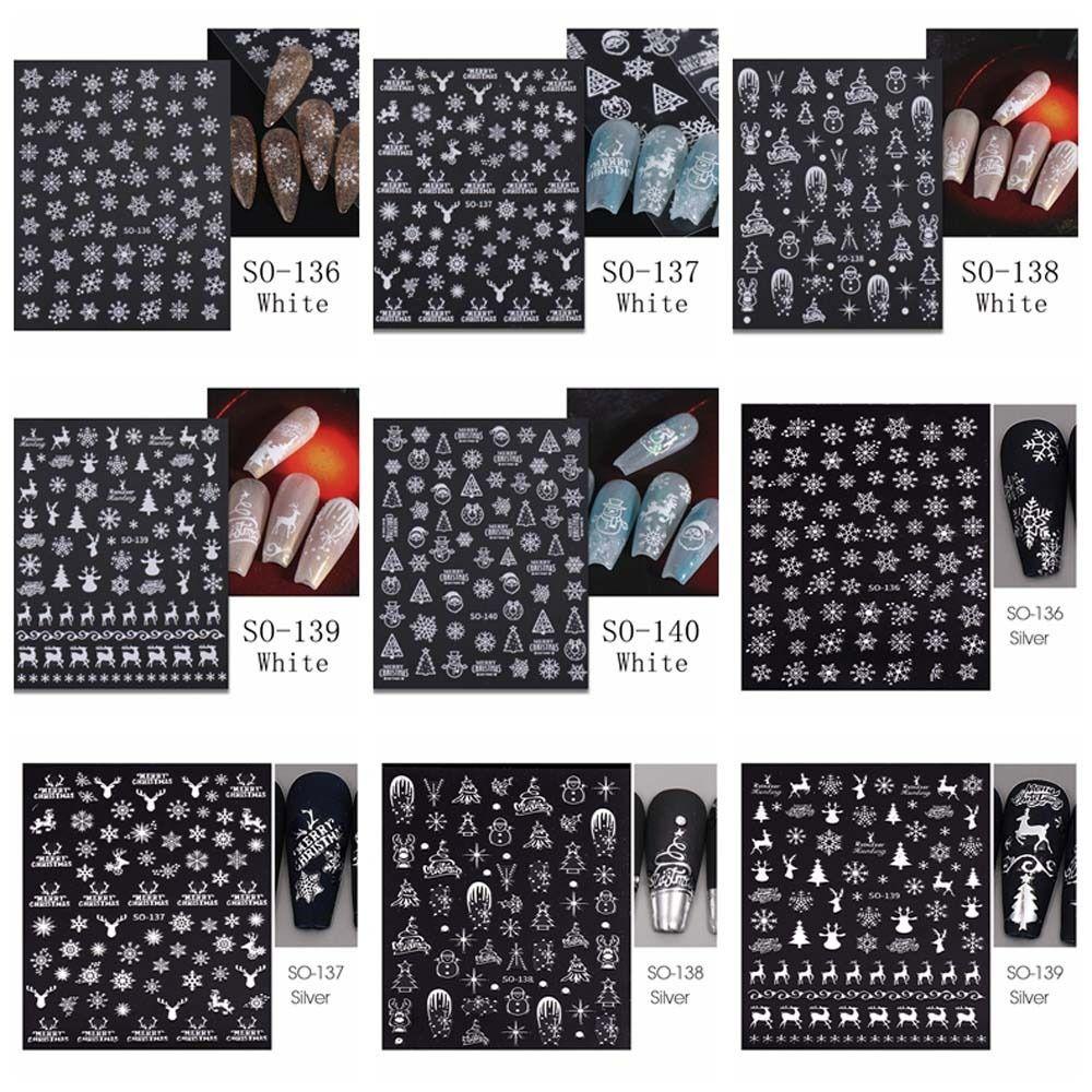 Снежинки Рождественские наклейки для ногтей Санта Клаус Рождественские украшения для ногтей Салон маникюра