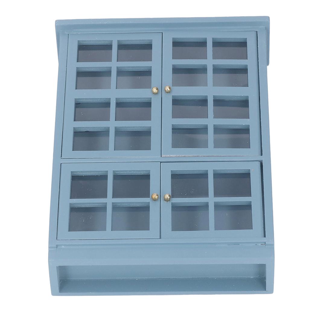 1:12 Scale Dollhouse Furniture Cabinet Dark Blue Miniature Wooden Dollhouse Bookshelf