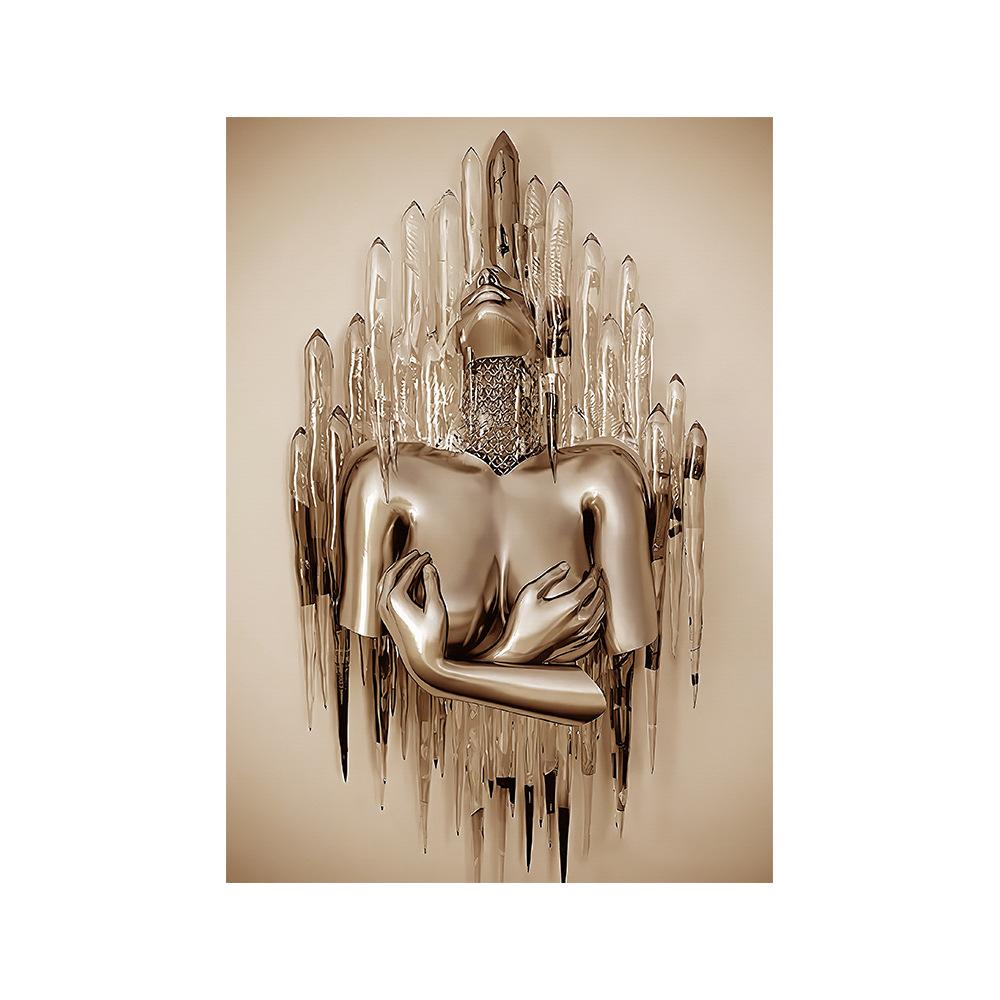 3d современная металлическая фигура, статуя, художественная роспись на холсте, романтические абстрактные постеры и принты, настенные панели для гостиной, декор для дома