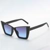 Vintage Large Size Cat Eye Shaped Fashionable Sunglasses For Women Square Shades Eyewear New Double Bridge Gradient Uv400 Sun