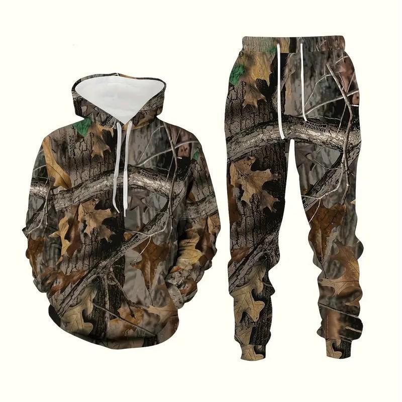 Мужской комплект из толстовке с капюшоном и спортивных штанов в стиле хип-хоп с 3D-цифровым принтом - мода осень/зима