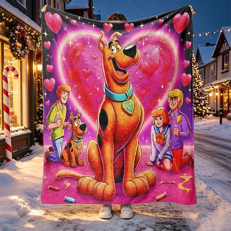 Scooby Pattern Blanket for Home Decoration, Bed, Sofa, Car Travel, Camping, Suitable for All Seasons, Birthday Christmas Gift