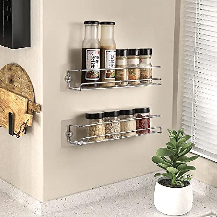 Spice Rack Organiser 2Tier Spice Shelf Storage Racks Wall Mounted for Kitchen Cabinet Pantry Door