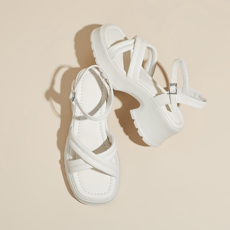 Босоножки на толстой подошве в сказочном стиле, женские летние новые, высококачественные, на мягкой подошве, на платформе, на толстом каблуке, с перекрестными ремешками, с застежкой-пряжкой на одном ремешке, женская обувь