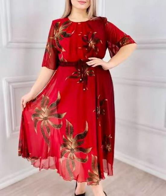 Европейское и американское ретро-платье миди с принтом, рукавами семь восьмых и защитой от солнца