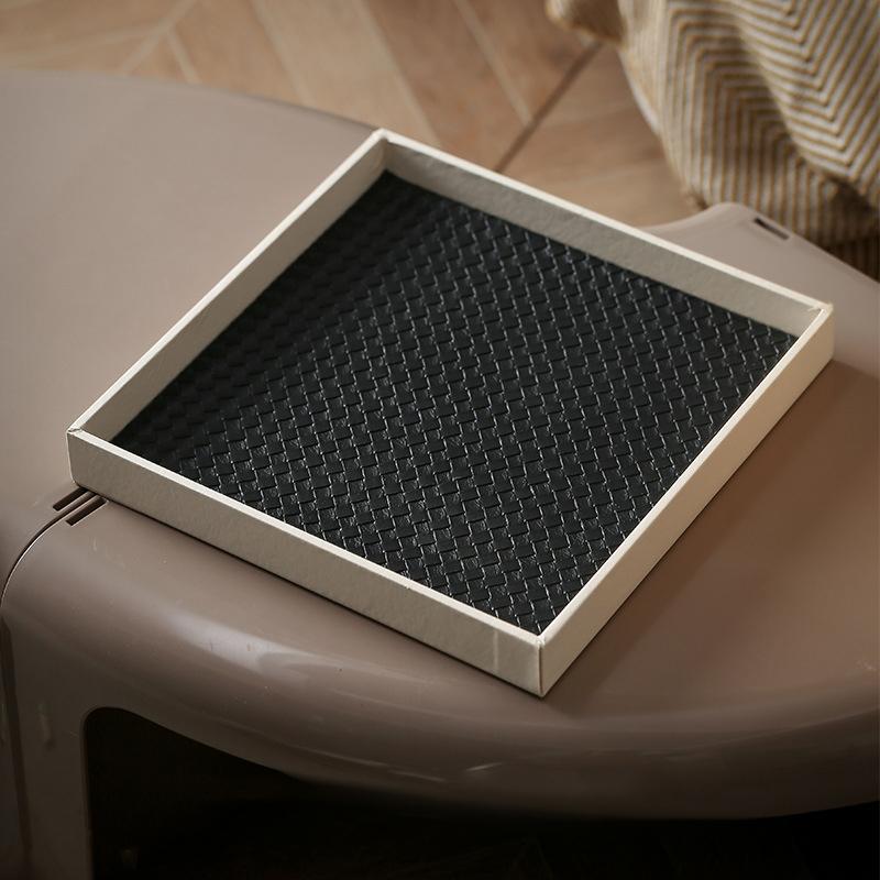 Поднос для чая ручной работы, косметика, квадратный поднос, хранение еды, тарелка для дома, свадьбы, вечеринки, искусственная кожа, орнамент, дерево, уникальные мелочи, аксессуары