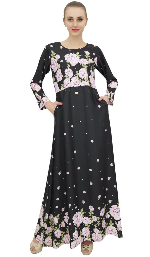 Bimba Женская повседневная цветочная цифровая печать длинная черная макси дизайнер