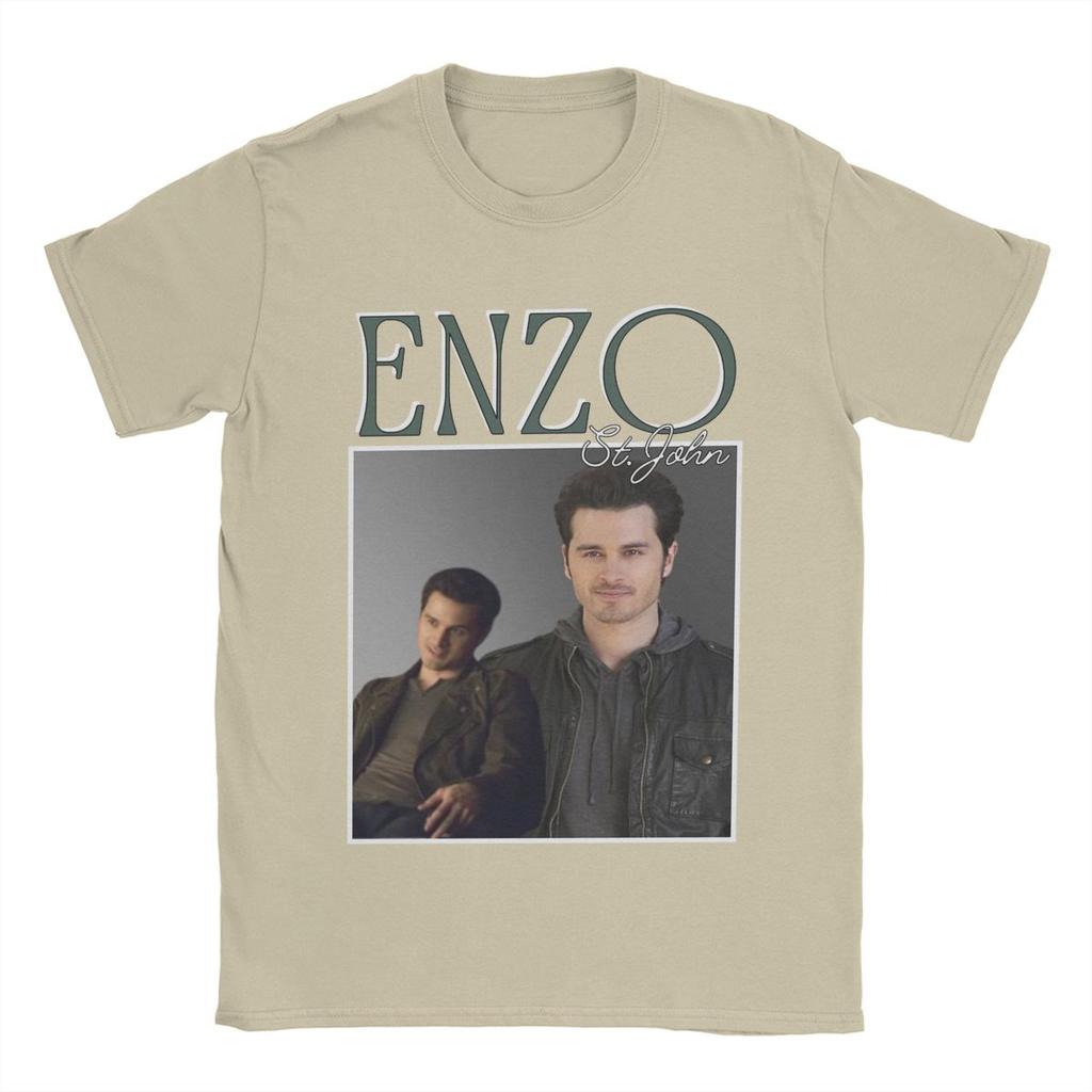 Мужские футболки Enzos St. Джон Дневники вампира Винтажная футболка из чистого хлопка Футболка с коротким рукавом Круглый вырез Одежда 6XL