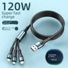 Triple 120W Fast Charging Cable for Apple, Android, and Type-C Devices - Universal 6A Cable