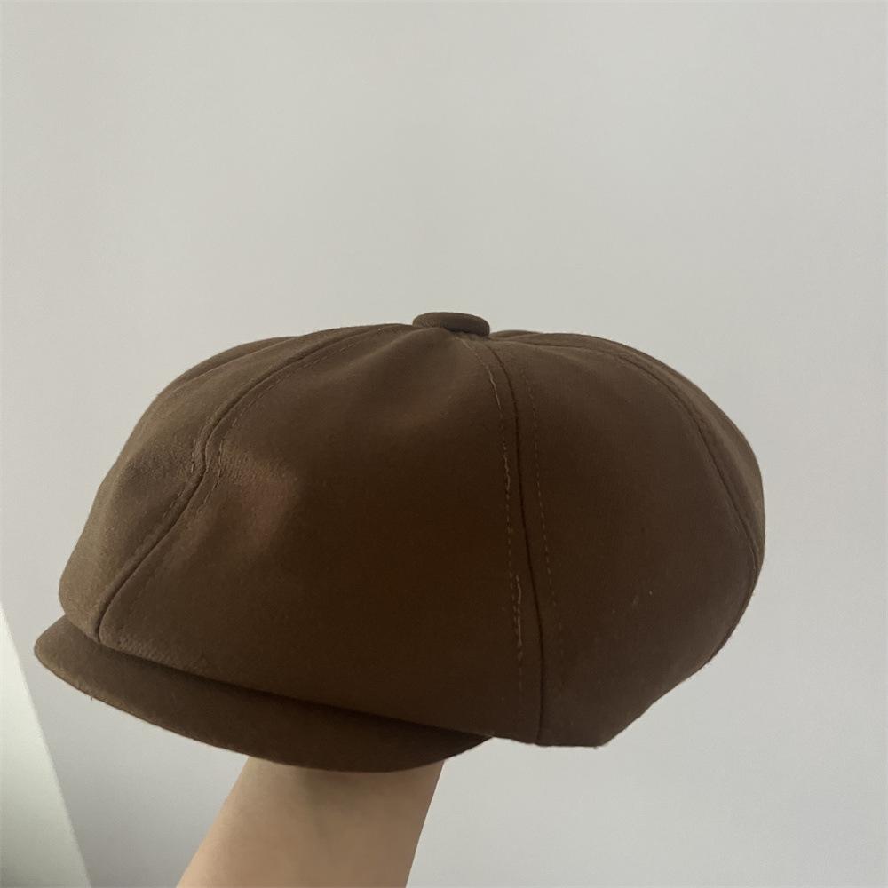 New Retro Woolen Star Anise Cap Casual Versatile Spring and Autumn Newsboy Hat Shows Small Face