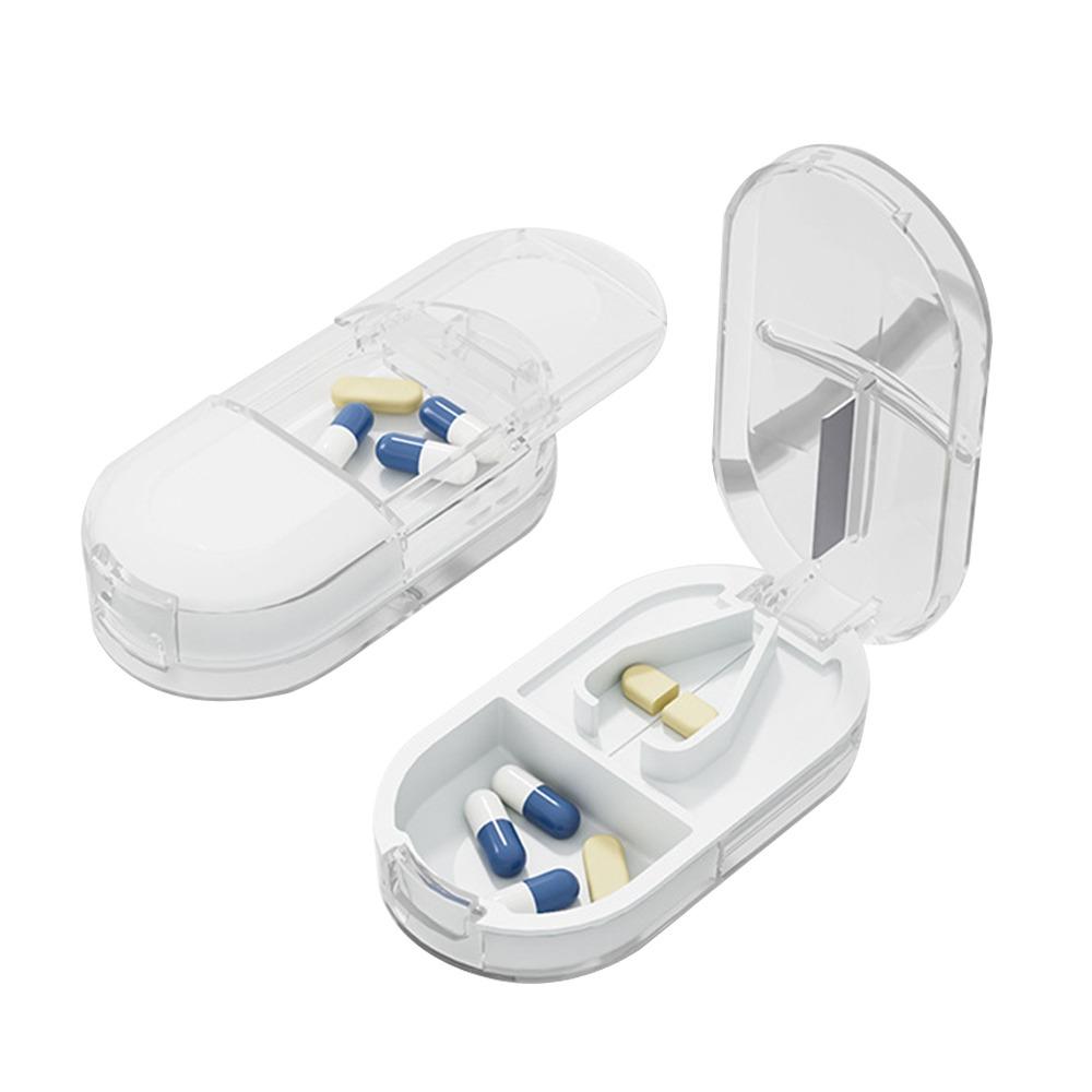 Portable Medicine Splitter Box 2 In 1 Powder Tablet Grinder Travel Medicine Pill Box Pills