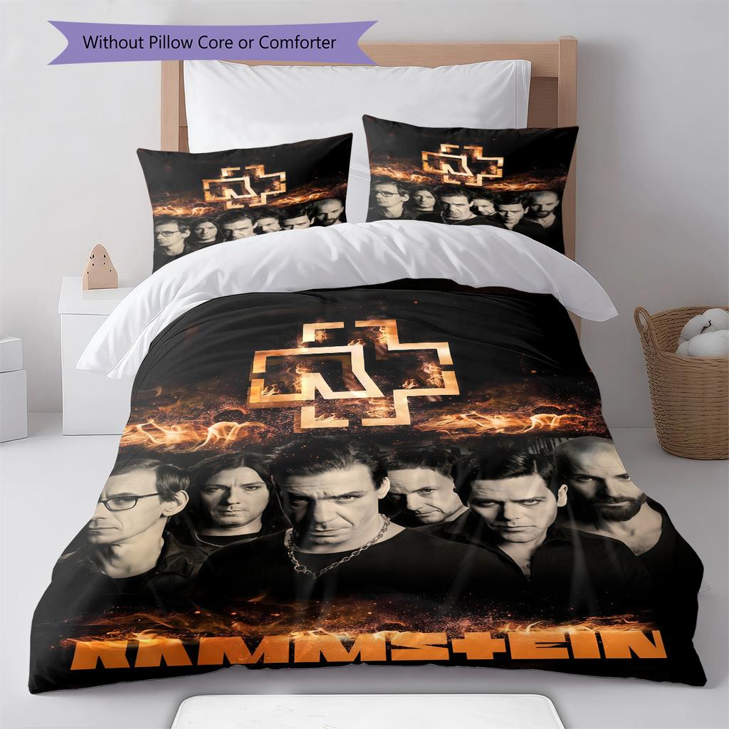 Постельное белье с узором группы Rammstein, Комплект с одеялом, Пододеяльник, Наволочка, Домашний подарок на день рождения (1 пододеяльник + 2 наволочки, без наполнителя)