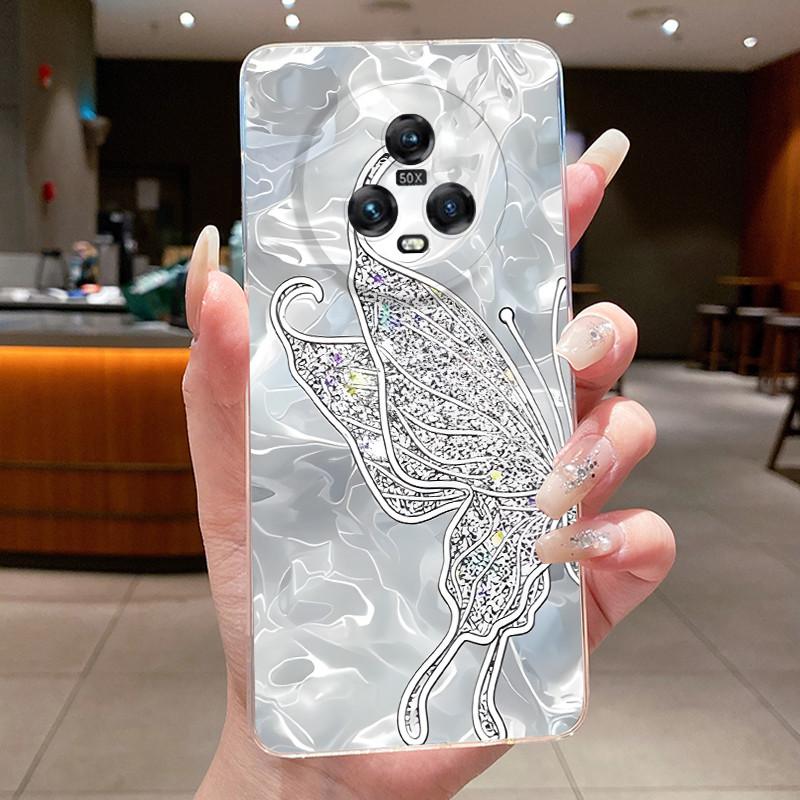 Case For Honor Magic 5 Pro Phone Case Luxury Fashion Butterfly Flowers Clear Silicone TPU Soft Casing for Honor Magic5 Pro Cover
