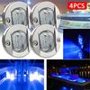 4x Round Marine Boat LED Stern Lights Blue Cabin Deck Courtesy Light Waterproof