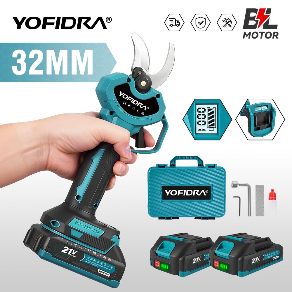 Yofidra 32-мм бесщеточные аккумуляторные электрические секаторы с совместимостью с аккумуляторами Makita