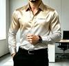 Men's Slim Fit Long Sleeve Shirt Satin Gradient with Letter Print for Business Leisure Gatherings Daily Wear Lapel Style