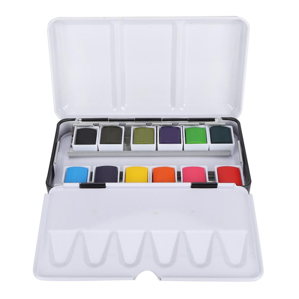 Акварельные краски портативный яркий цветной набор акварельных пигментов принадлежности для красок с коробкой 12 цветов