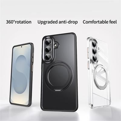 Для Samsung Galaxy S26+ Магнитный чехол ТПУ + Акрил + Металлическая подставка Матовая крышка телефона