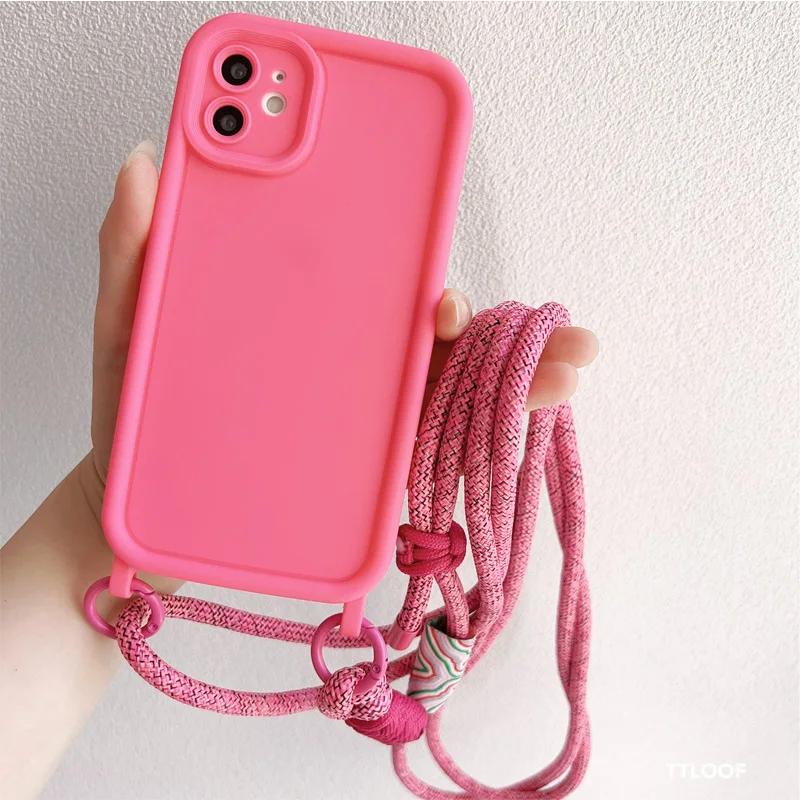 Чехол-цепочка с регулируемым шнурком для iPhone 15 16 14 13 11 12 Pro Max MiNi XR X XS 7 8 plus SE 2020, мягкий чехол