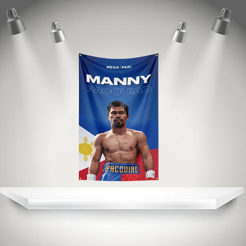 Mmanny Pacquiaos Flag Boxer Banner 3x5ft With Brass Grommets Hd Printing Tapestry Exhibition Boxer Sports Fans Garage Decor