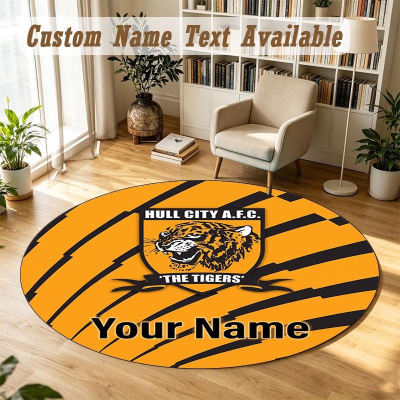 Round Rug Custom NameHull FC Pattern Non Slip Carpet Home Floor Decor