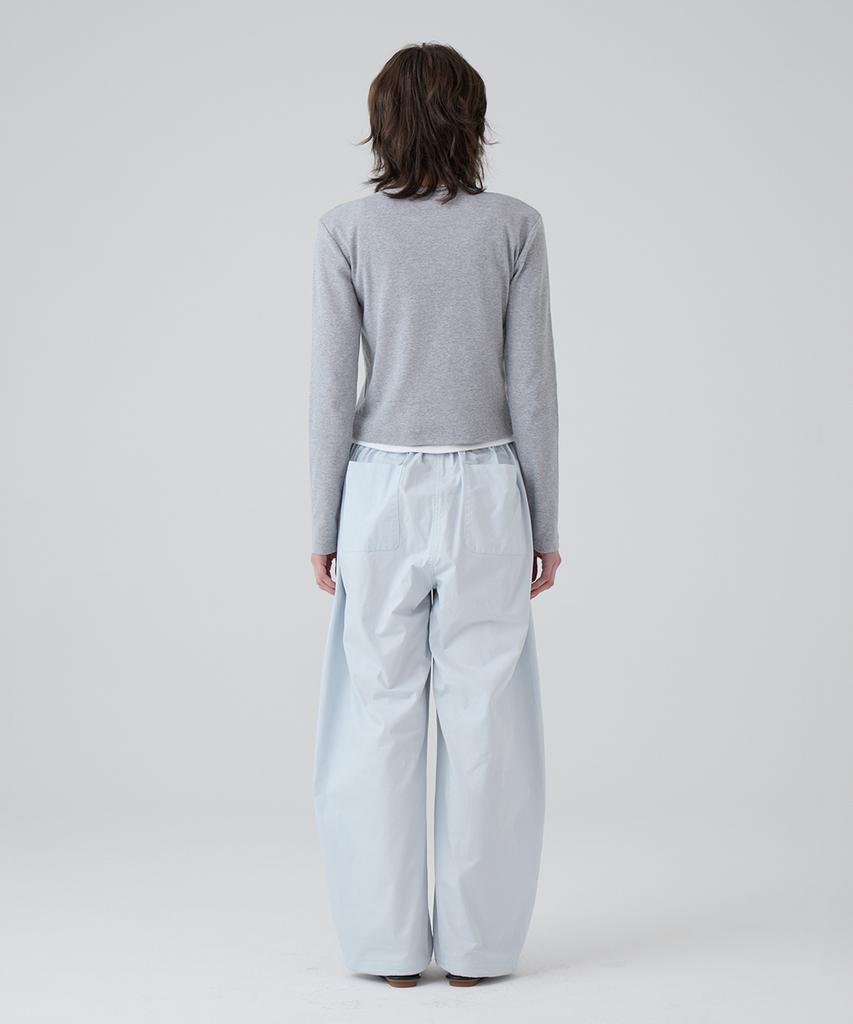 DANGLEDROP Dgdp Balloon Fit Curved Cotton Elastic Waist Pants_Sky Blue