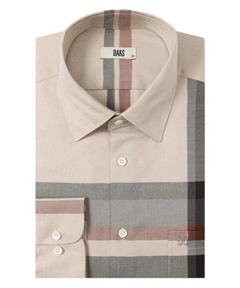 DAKS SHIRTS Cotton Blend Big Check Shirt Regular Fit Beige_Dma1Shcl101I1