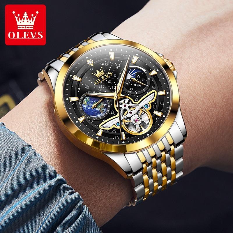 OLEVS Brand Watch Waterproof Starry Night Mechanical Watch Men's Watch Men's Watch