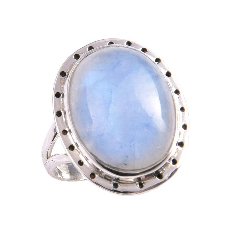 Natural Rainbow Moonstone Gemstone 925 Solid Silver Jewelry Ring Size 5.5 N6d76