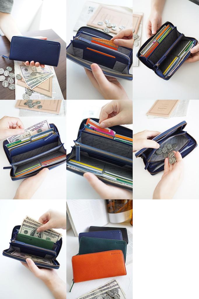 Черный длинный кошелек с кошельком для монет, круглая молния, натуральная кожа, ручка, темно-синий [Dakota Label], мужской BL-620113-60