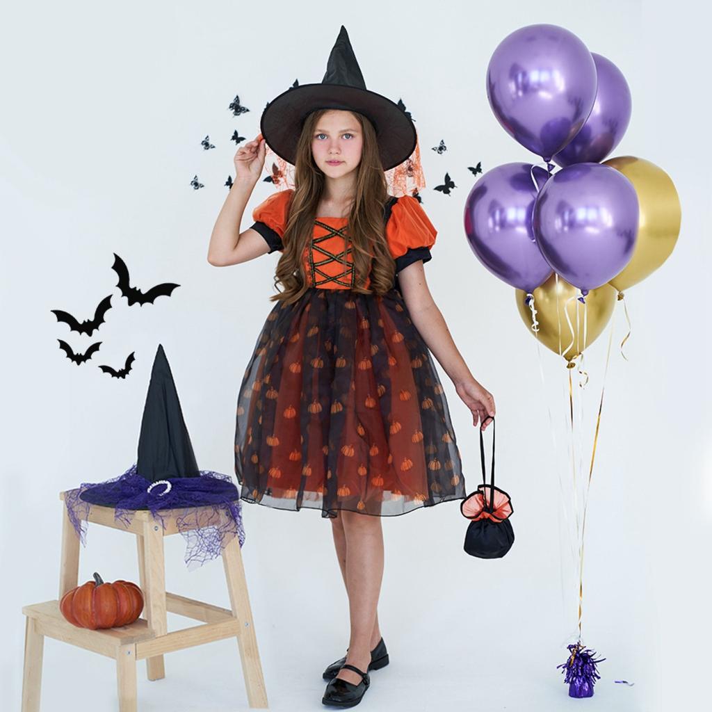 Halloween Girls Dress Printed Dress Witch Role Play Cosplay Costume Masquerade Costume
