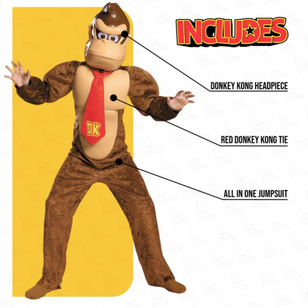 Disguise Donkey Kong Costume Deluxe Super Mario Nintendo Brown 98812K Bros. Medium/7-8