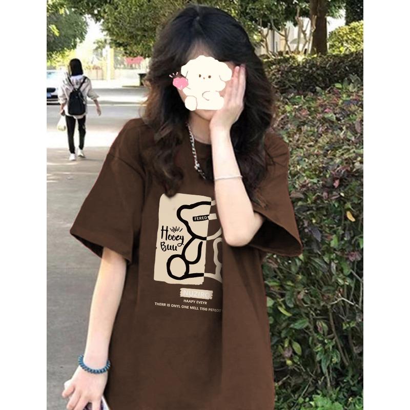 Summer Casual Oversized T Shirt Pure Cotton Short Sleeve T-shirts Women Harajuku Funny Cartoon Print Couple Y2k Tops UNISEX Streetwear
