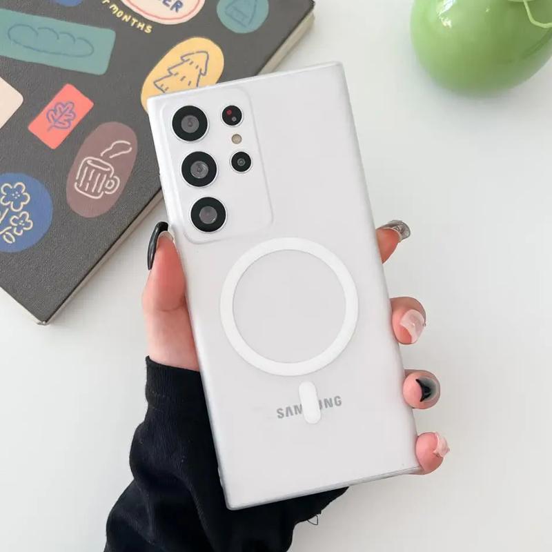 Роскошный матовый полупрозрачный ультратонкий чехол для Samsung Galaxy S25 S24 S23 Ultra S22 Plus Magsafe Magnetic Wireless Charge Clear Phone Cover